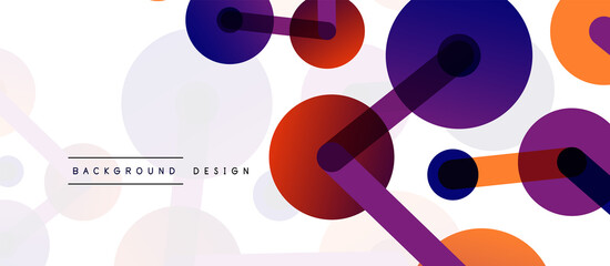 Abstract background. Round dots connected by lines. Trendy techno business template for wallpaper, banner, background or landing