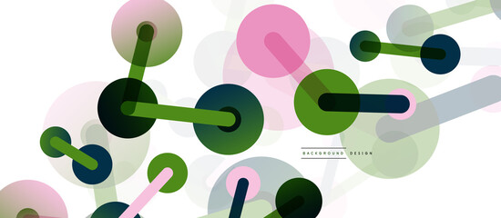 Abstract background. Round dots connected by lines. Trendy techno business template for wallpaper, banner, background or landing