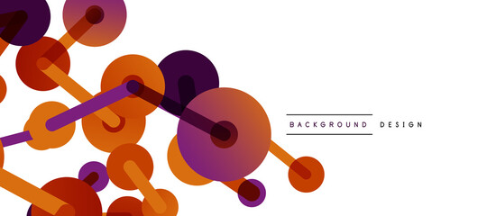 Line points connections geometric abstract background. Circles connected by lines. Trendy techno business template for wallpaper, banner, background or landing