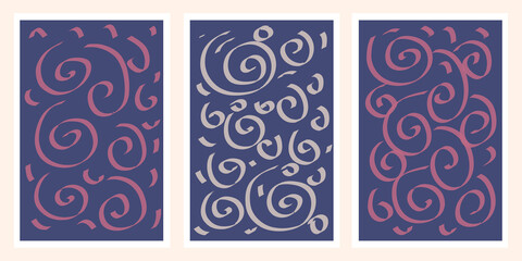 Set of vector creative trendy abstract templates for stories, social media, posts,marketing. Collection of minimal backgrounds, organic shapes, hand drawn layout with space for text, pastel colors