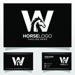 Letter W Horse Logo Design Template Inspiration, Vector Illustration.
