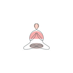 yoga line template logo design vector