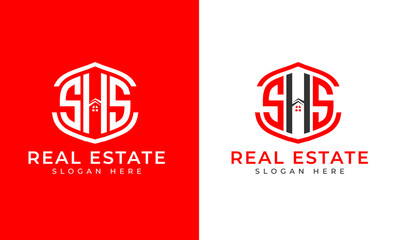 Letter S H S Real Estate Logo Design- Vector Template