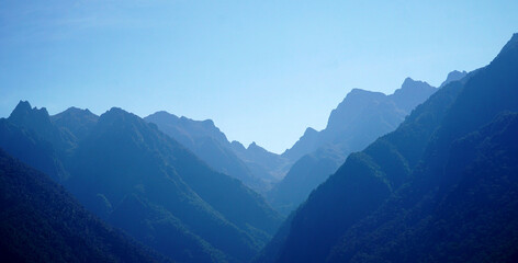 foggy blue mountains