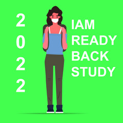 illustration of a student wearing a mask preparing to go to university to study