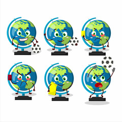 Naklejka premium Globe ball cartoon character working as a Football referee