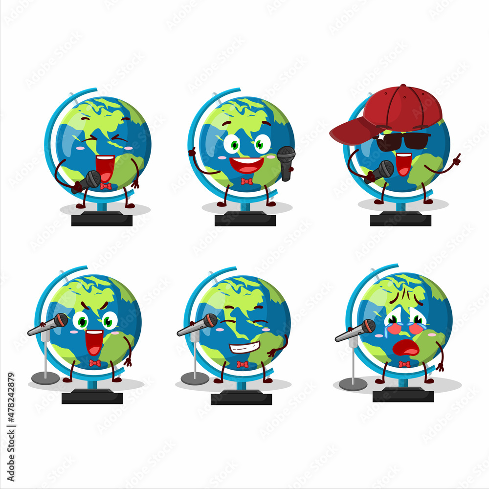 Poster A Cute Cartoon design concept of globe ball singing a famous song