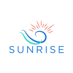 Wave and sun logo, icon and vector