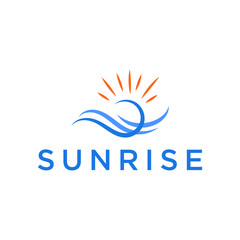 Wave and sun logo, icon and vector