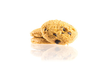 chocolate cookies on white background