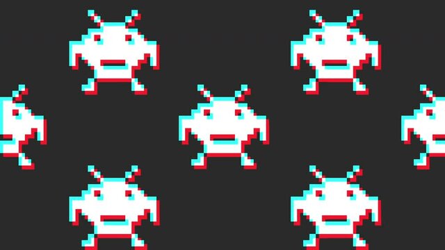 monster Glitch icon animated.isolated on black background.digital glitch effect.4K video.cool effect
