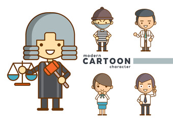Modern Cartoon character in various jobs for designers