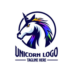 Unicorn Mascot Logo Design Template Inspiration, Vector Illustration.