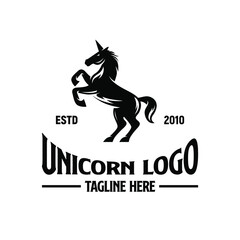 Unicorn Logo Design Template Inspiration, Vector Illustration.