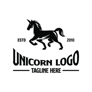 Unicorn Logo Design Template Inspiration, Vector Illustration.
