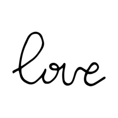 love text hand drawn doodle. vector, scandinavian, nordic, minimalism. card, icon, sticker. love, wedding, valentine day, lettering, romance.