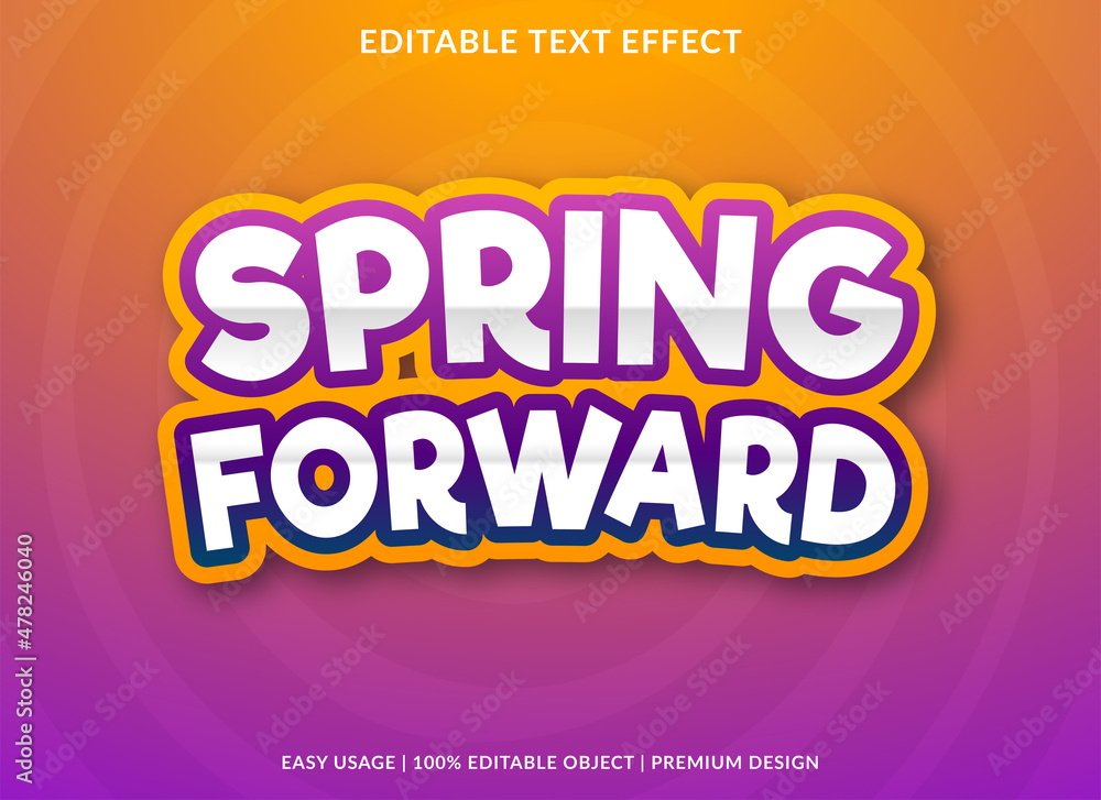 Poster spring forward text effect template design with bold and abstract style use for business logo and br