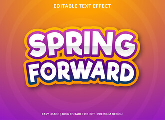 spring forward text effect template design with bold and abstract style use for business logo and brand