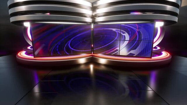 3d virtual news studio green screen background