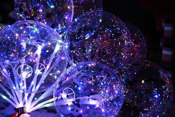 glowing ball with colorful neon led 