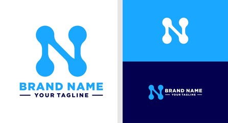 LETTER N LOGO MONOGRAM DIGITAL CHEMICAL EDITABLE