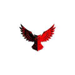 Modern business bird logo concept in black red, vector illustration