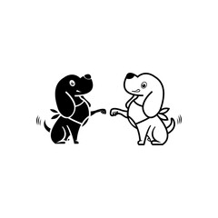 Black and white animated dog modern business logo concept, vector illustration
