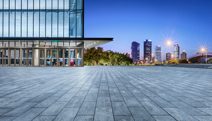 Fototapeta premium Panoramic skyline and modern commercial office buildings with empty floor in Shenzhen, China.