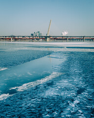 frozen river in the winter