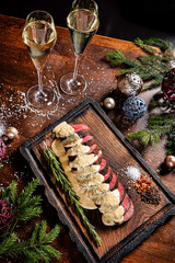 roast beef fillet on the Christmas table