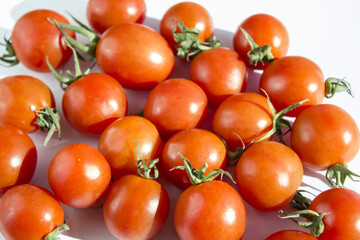 cherry tomatoes isolated white background.