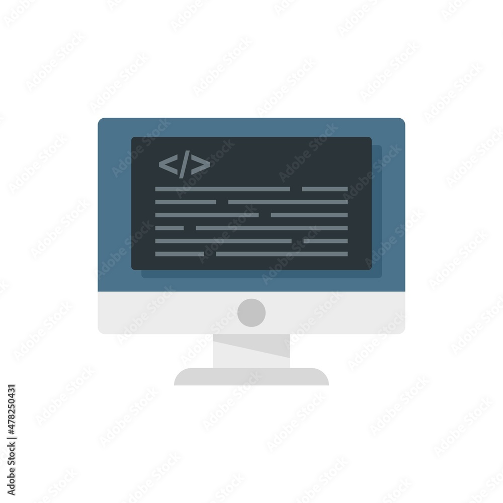 Poster online testing software icon flat isolated vector