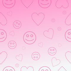 pink smile and love form a seamless pattern.