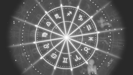 Mystical occult astrology symbol with zodiac circle