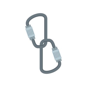 Industrial climber carabines icon flat isolated vector