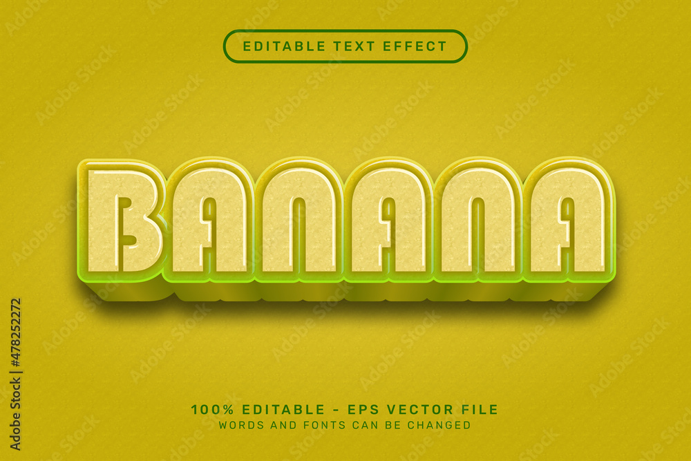 Poster banana 3d text effect and editable text effect