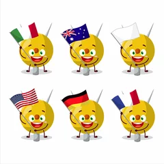 Fotobehang Term stationery cartoon character bring the flags of various countries © kongvector