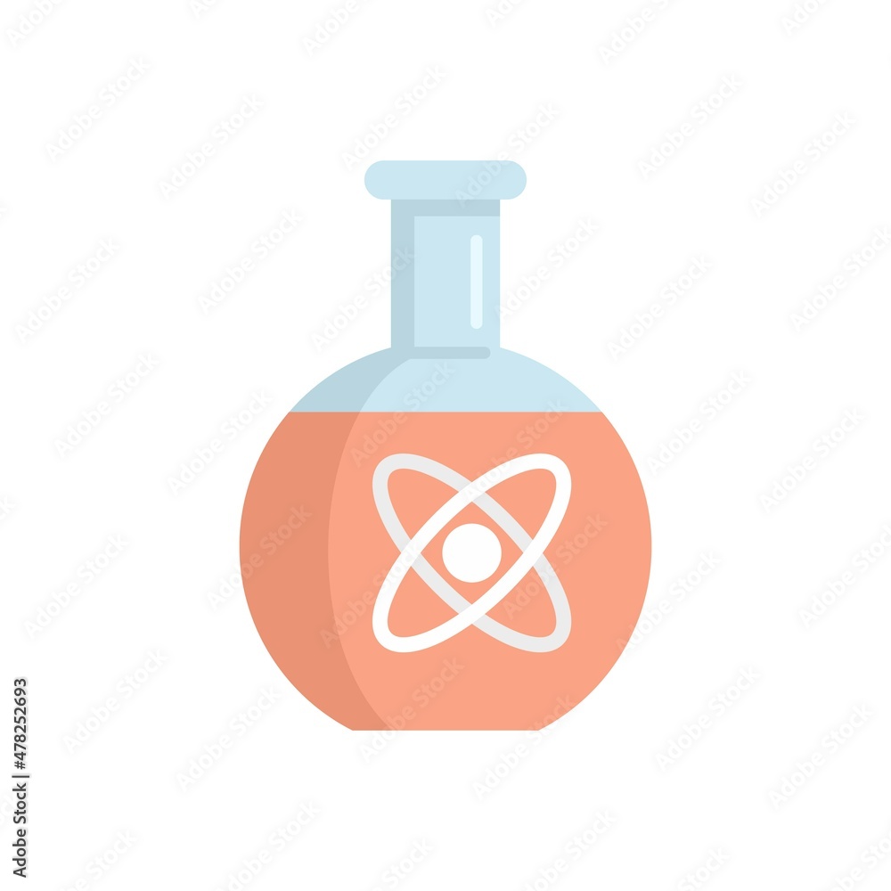 Poster physics flask icon flat isolated vector