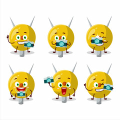 Photographer profession emoticon with term stationery cartoon character