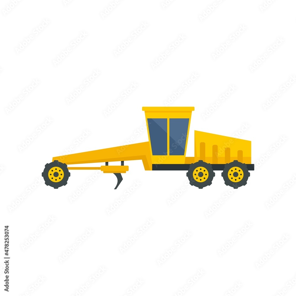 Wall mural Grader machine icon flat isolated vector