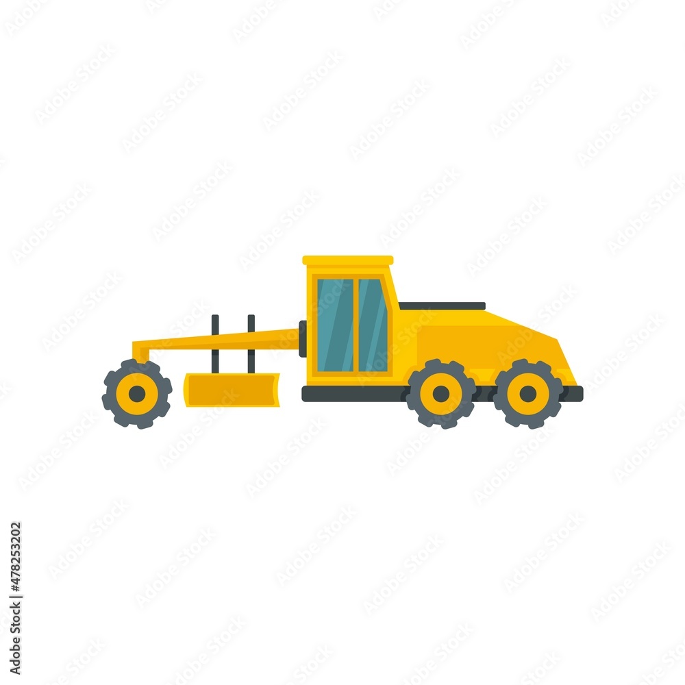 Poster grader machine vehicle icon flat isolated vector