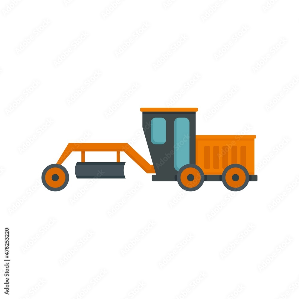 Poster grader machine demolition icon flat isolated vector