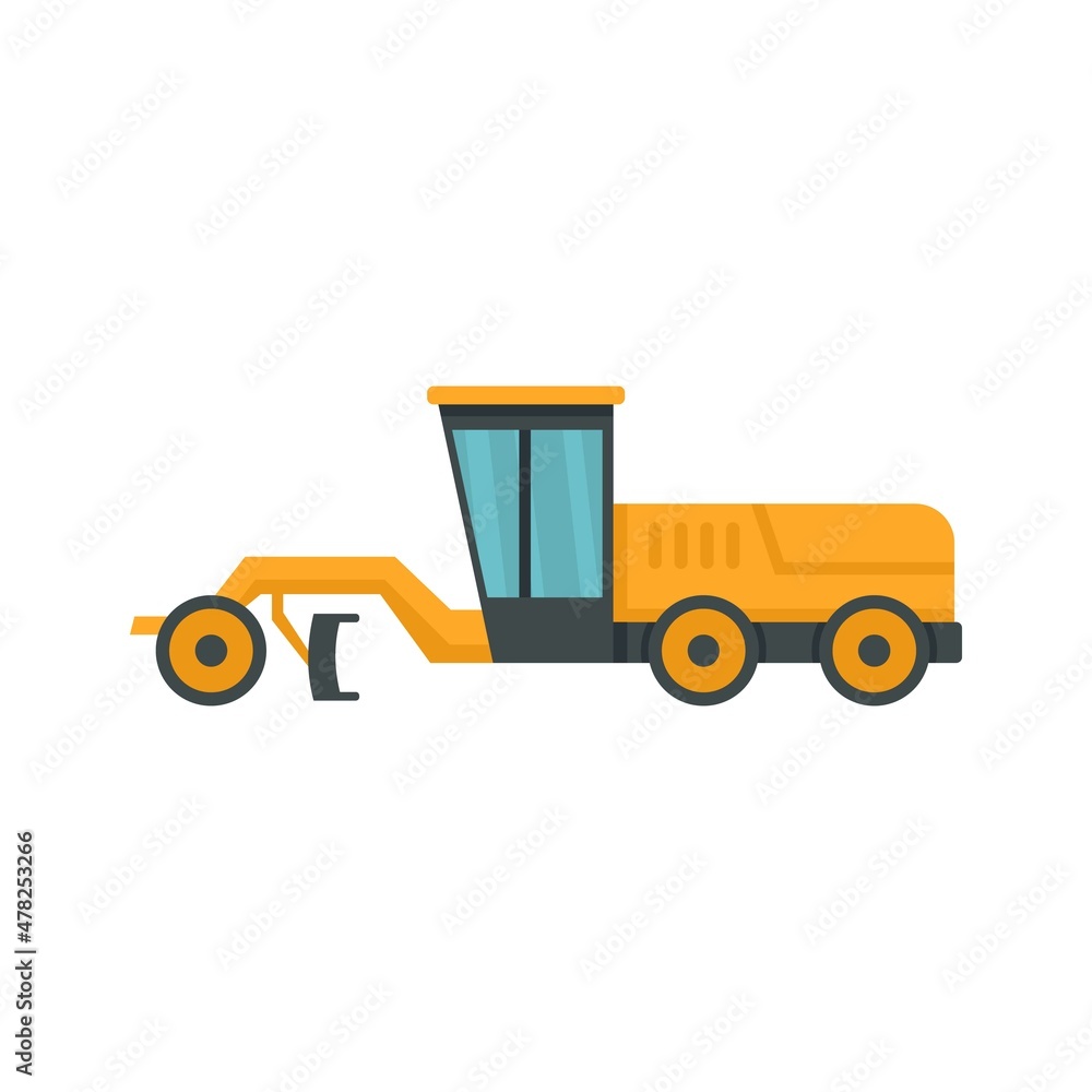 Poster grader machine road icon flat isolated vector