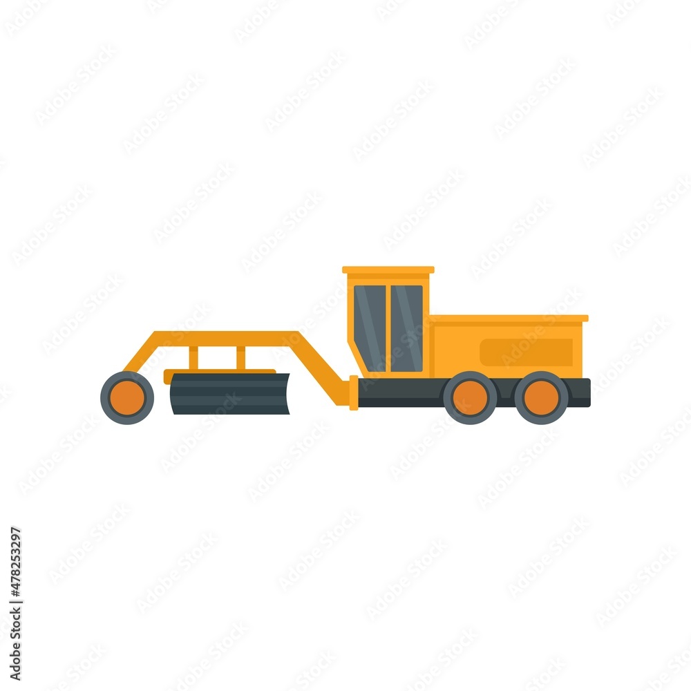 Poster grader machine grapple icon flat isolated vector