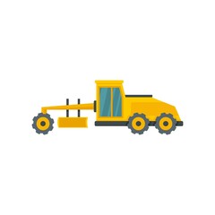 Grader machine vehicle icon flat isolated vector