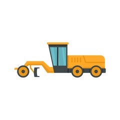 Grader machine road icon flat isolated vector