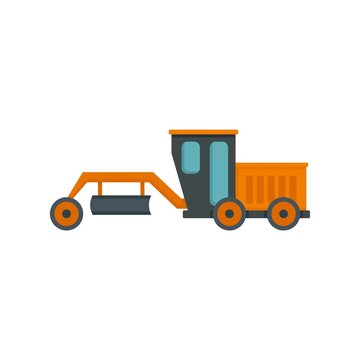 recommend clip art: Grader machine demolition icon flat isolated vector