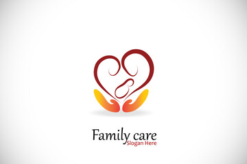 Family care helping hands icon logo vector image graphic illustration design template it can represent help families services aid illiness hospital clinic etc.