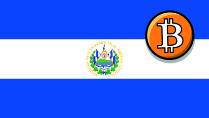 el Salvador flag, bitcoin icon small, new era country, digital asset