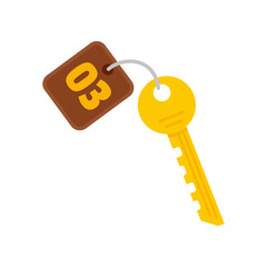 Room service key icon flat isolated vector